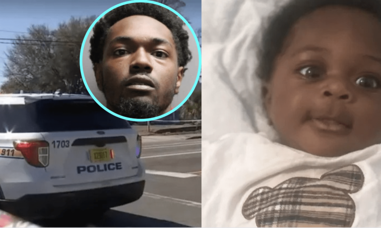 Papa place bébé dans la circulation pendant le combat animé, puis contourne l'enfant avec sa voiture!