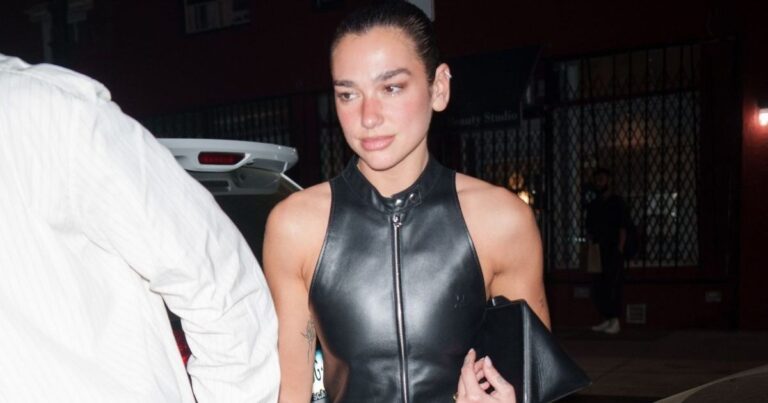 Le haut plongeant de Dua Lipa reçoit une mise à niveau de la veste corset en cuir audacieuse
